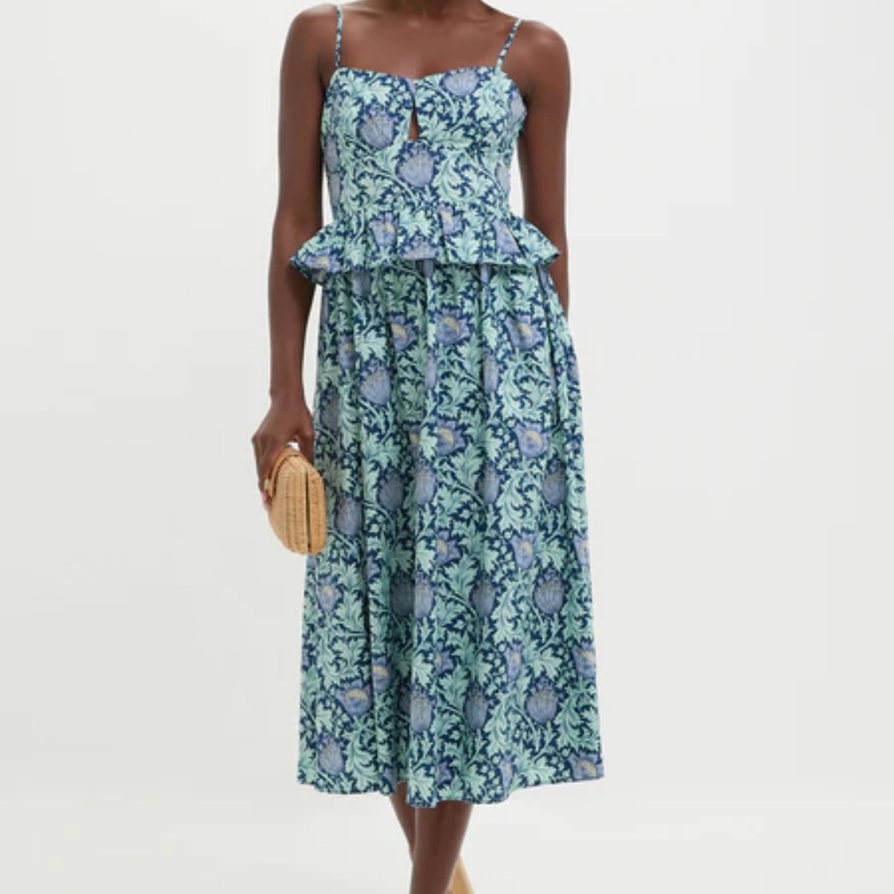 Tuckernuck Blue Leafy Floral Maeve Midi Dress